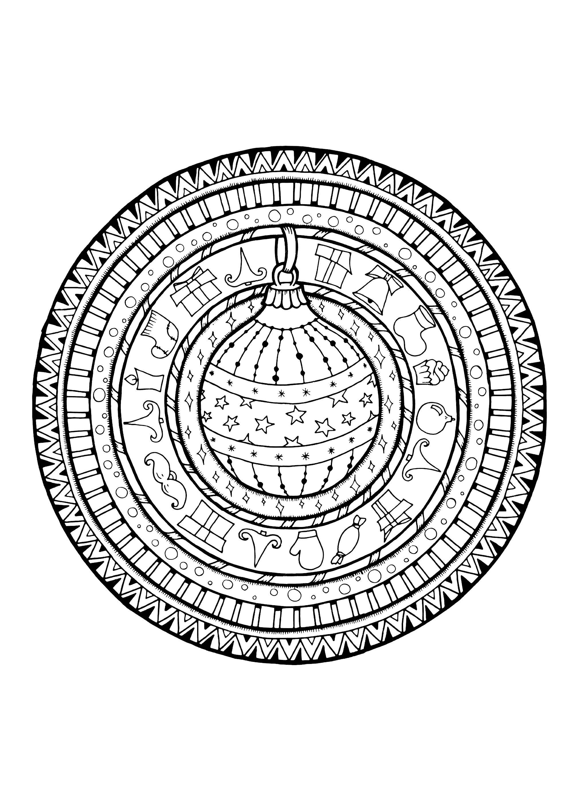 Bola de Natal (Página para colorir e imprimir para adultos)