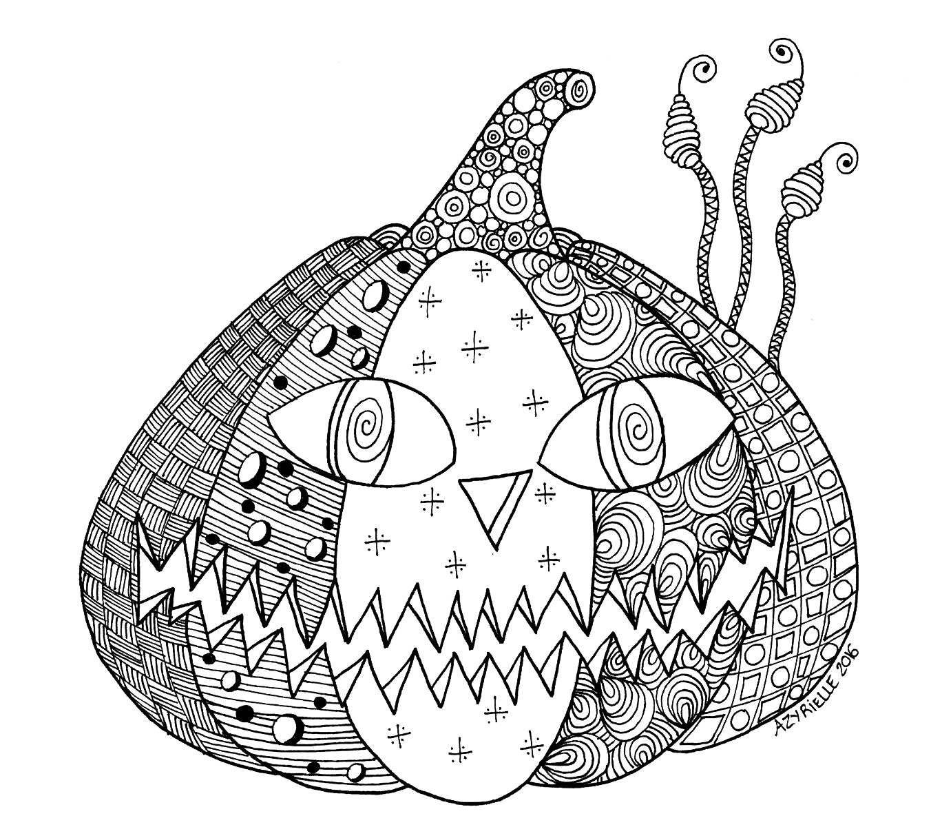 Abóbora de Halloween, estilo Zentangle, Artista : Azyrielle