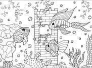 Páginas de Peixes para colorir