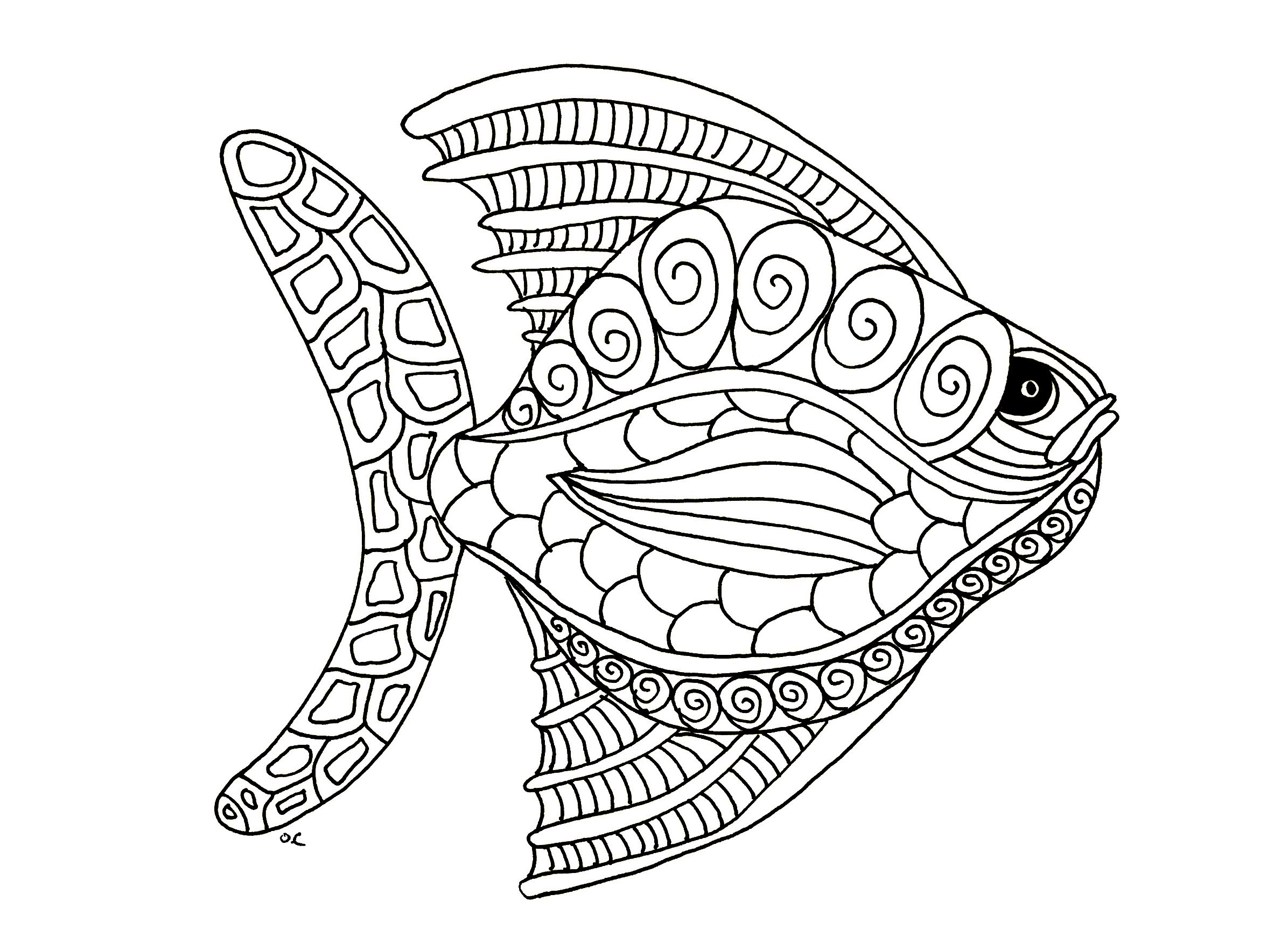 Desenhos simples para colorir para crianças de Peixes