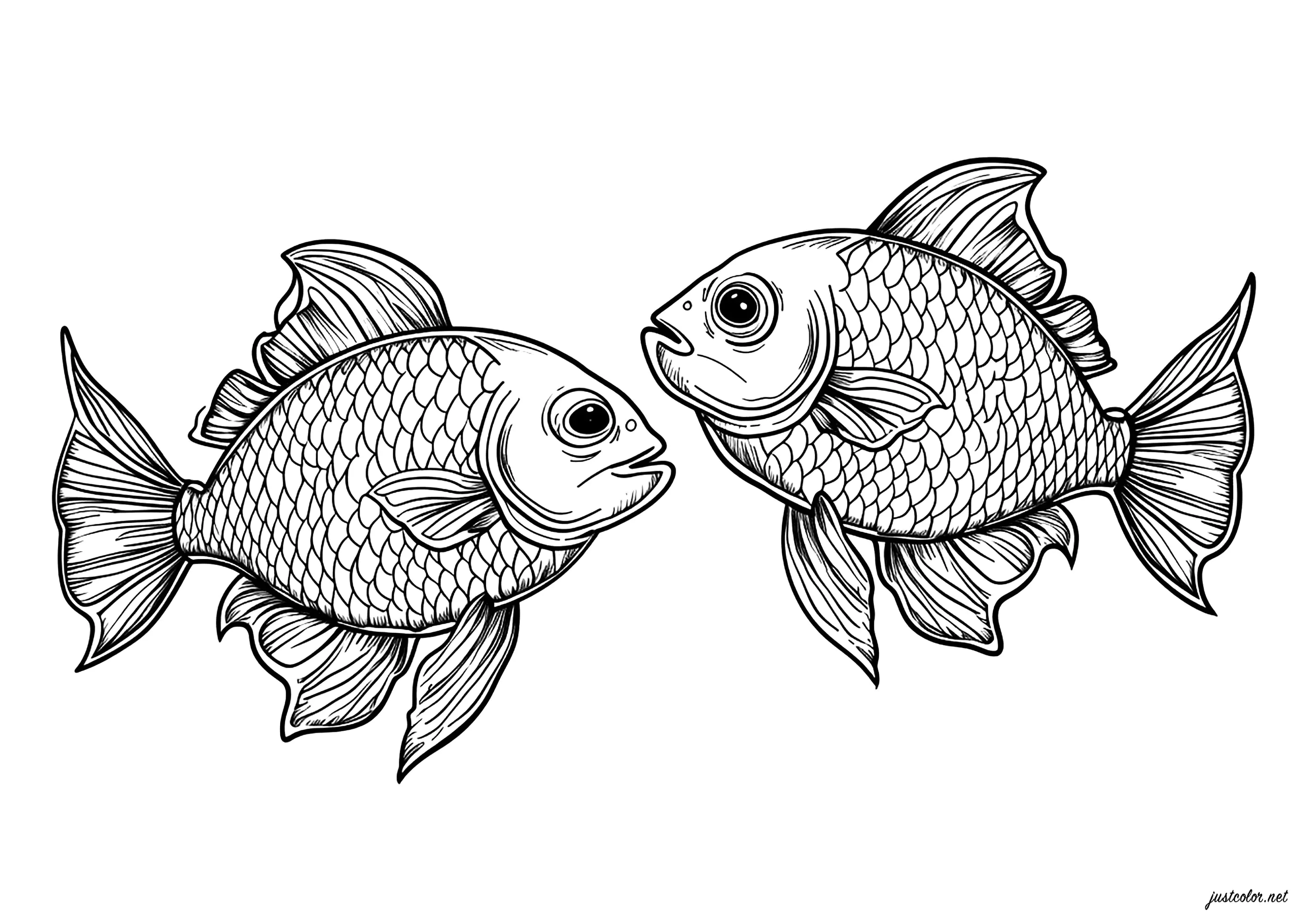Peixe com belas escamas (Página para colorir e imprimir para adultos)