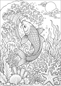 Poisson koi nadando no oceano