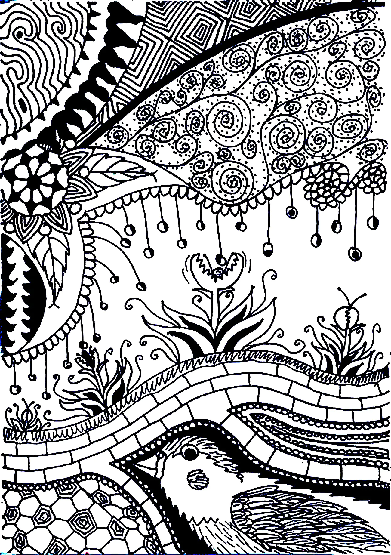 Flor carnívora (Página de Flores e vegetação para colorir e imprimir para adultos)