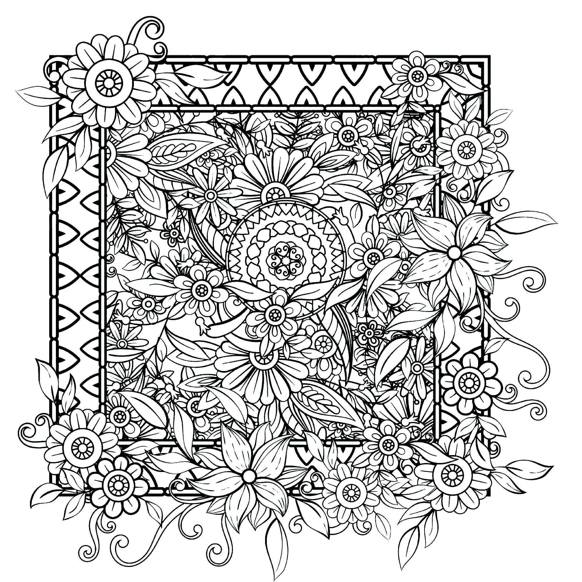 Colorir estas lindas flores, tantas que algumas estão fora da moldura Colorir estas lindas flores, tantas que algumas estão fora da moldura