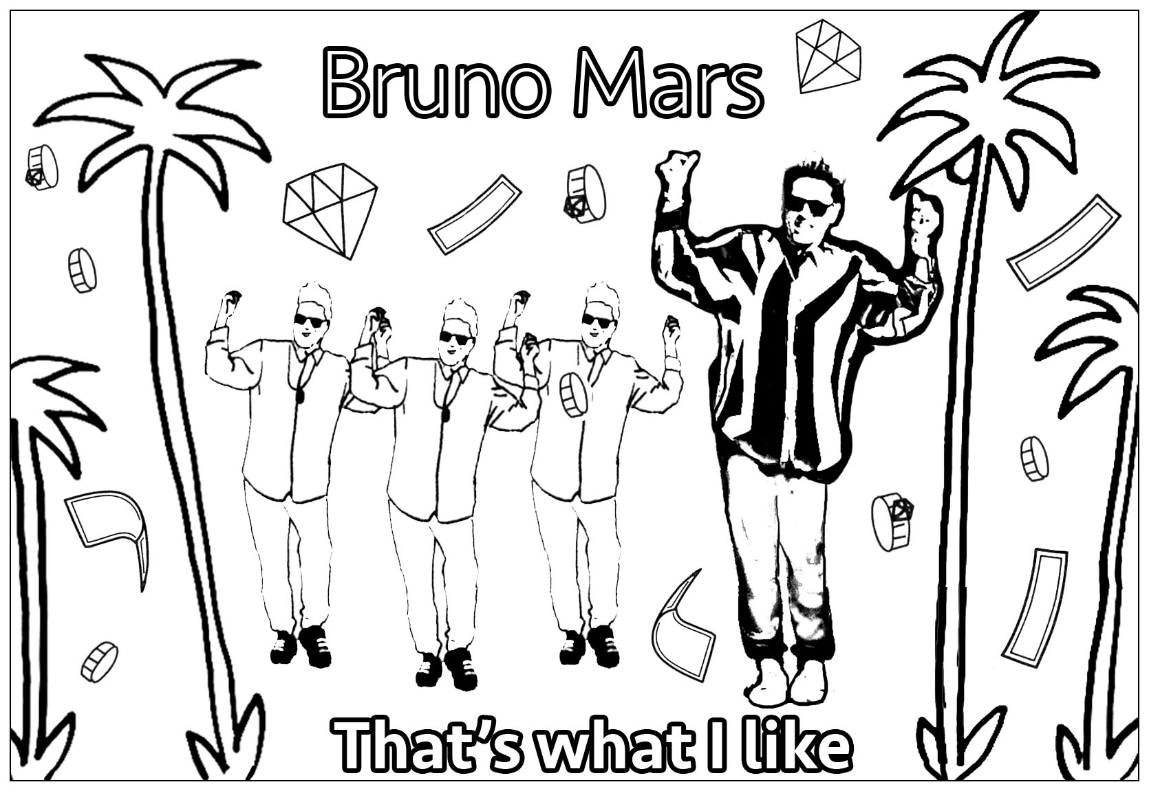 Coloração inspirada no clip de Bruno Mars 'That's what I like'