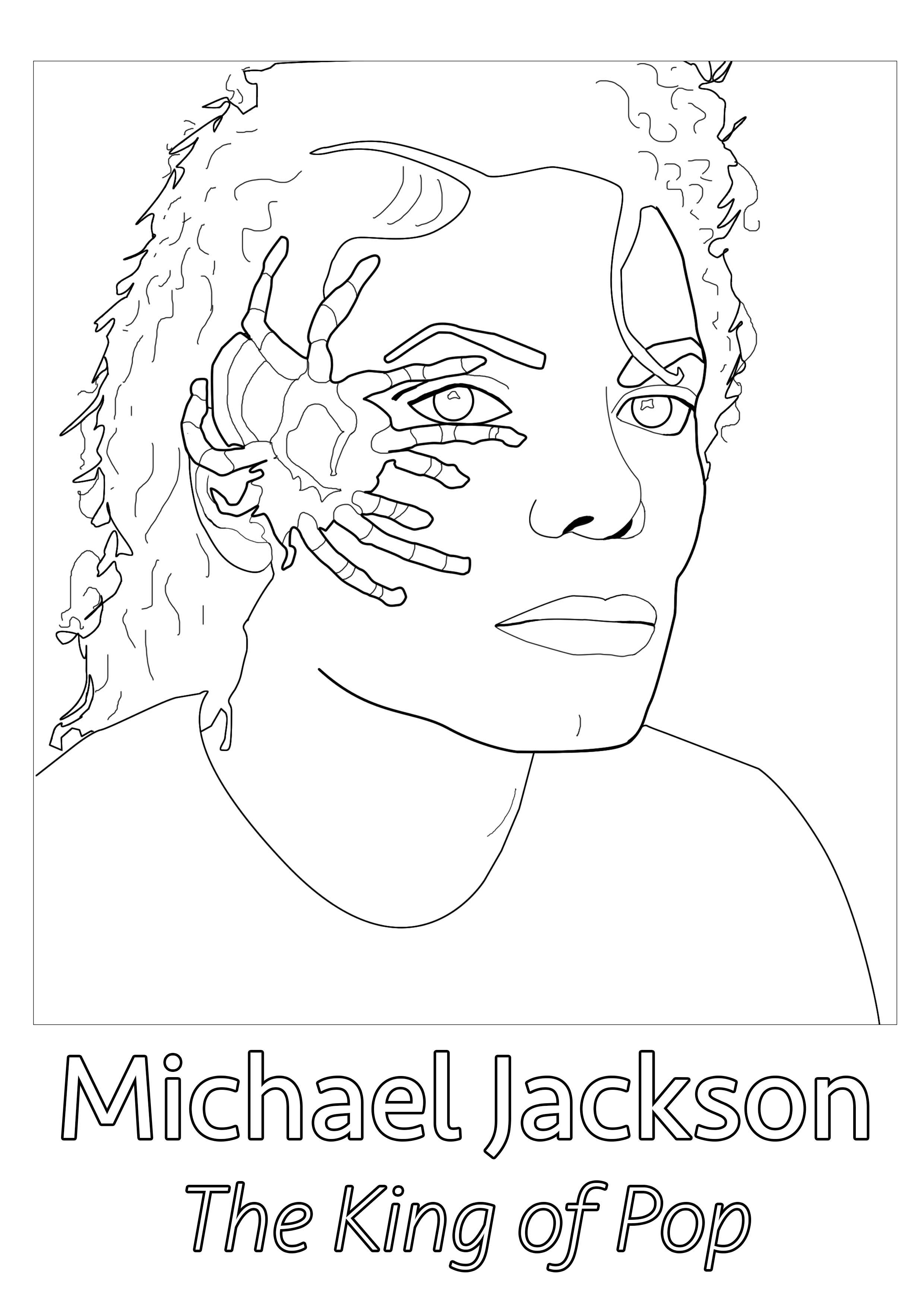 Desenho original criado a partir de uma fotografia rara de Michael Jackson, com uma aranha no seu rosto, Artista : Olivier