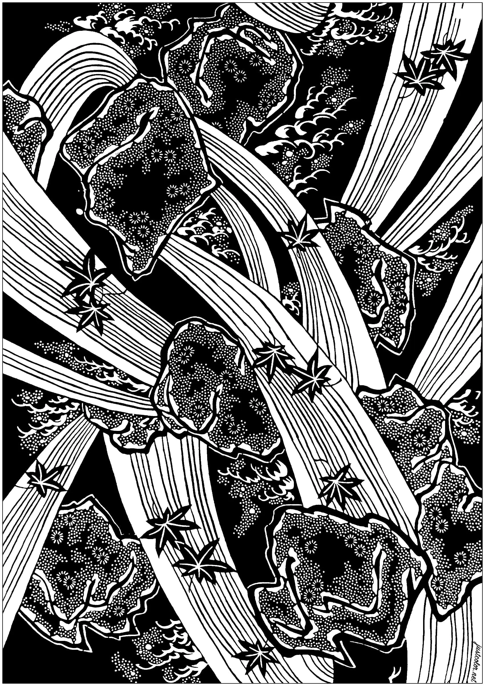 Desenho de estêncil japonês - modelo - 3 - Páginas de Japão para colorir, image size:1700x2404