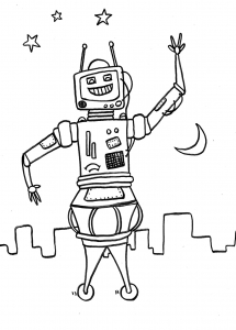 Desenhos para colorir gratuitos de Robôs para imprimir