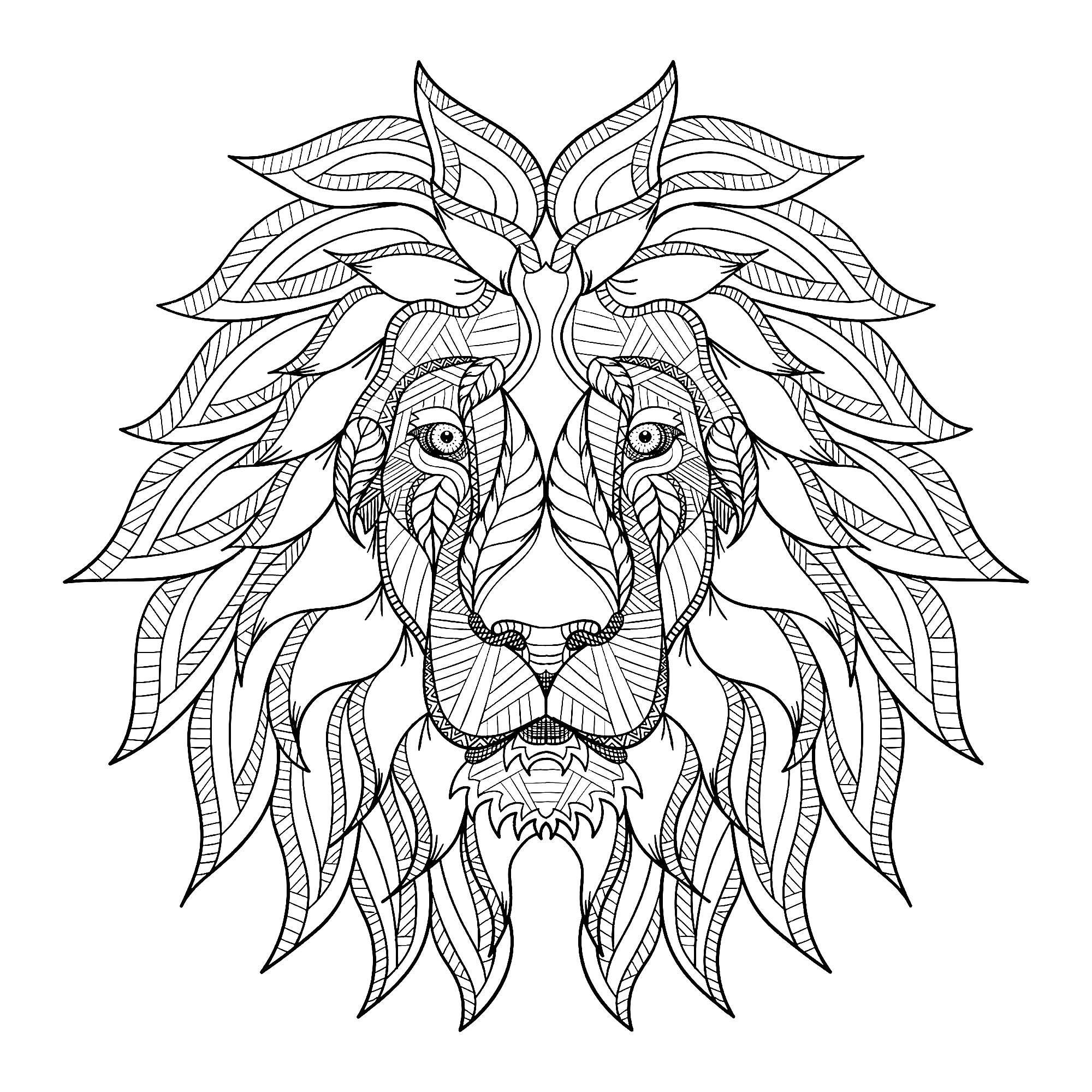 Cabeça de leão e bela juba, Artista : Roman Poljak   Fonte : 123rf
