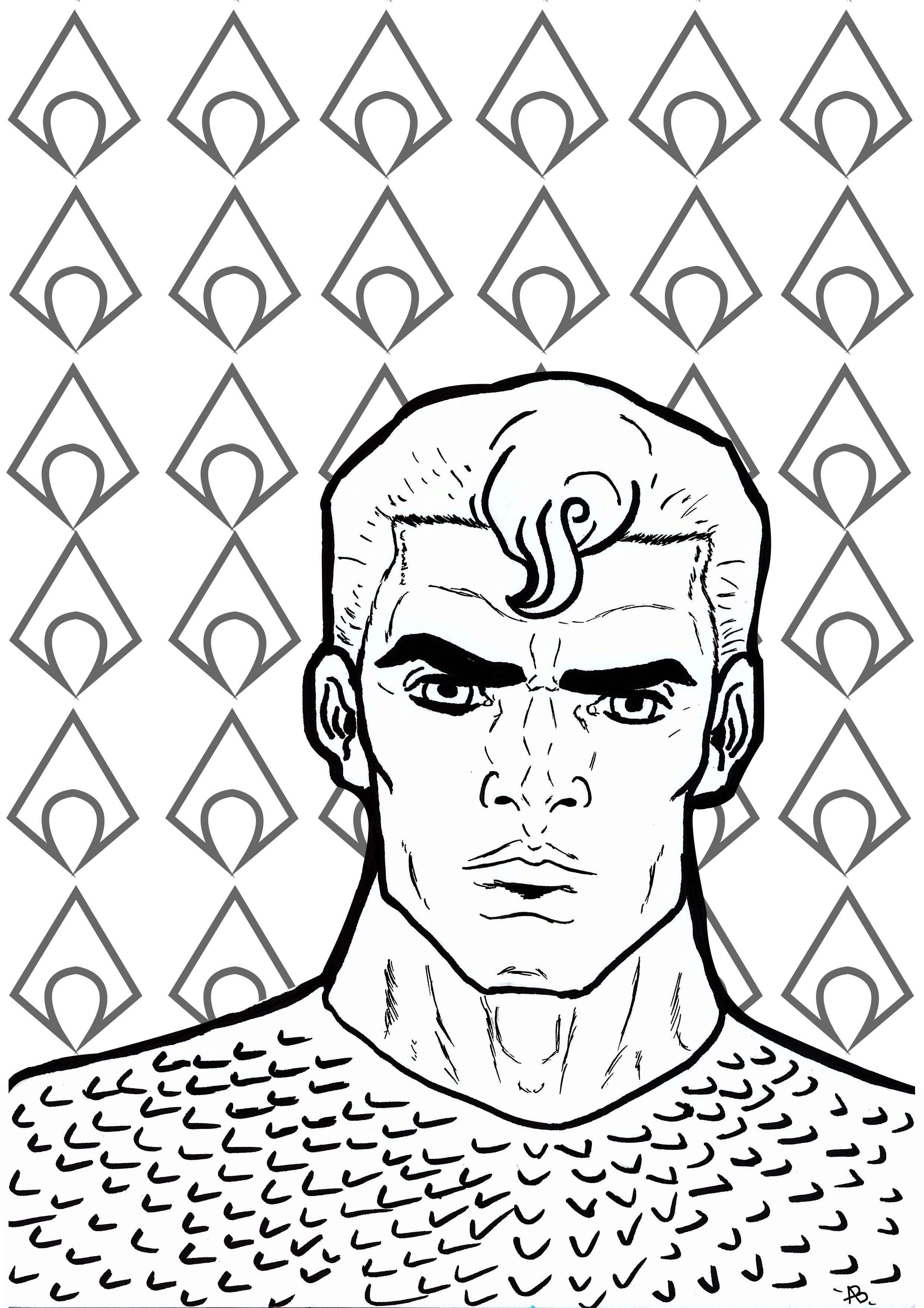 Página para colorir inspirada no Aquaman (personagem da DC Comics)