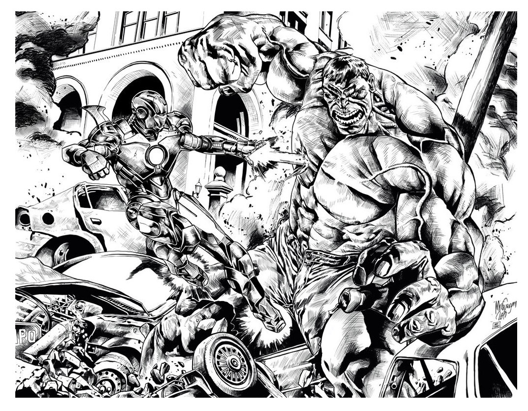 Incredible Fan Art : Luta entre dois Vingadores: Tony Stark / Homem de Ferro e Dr. Bruce Banner / Hulk
