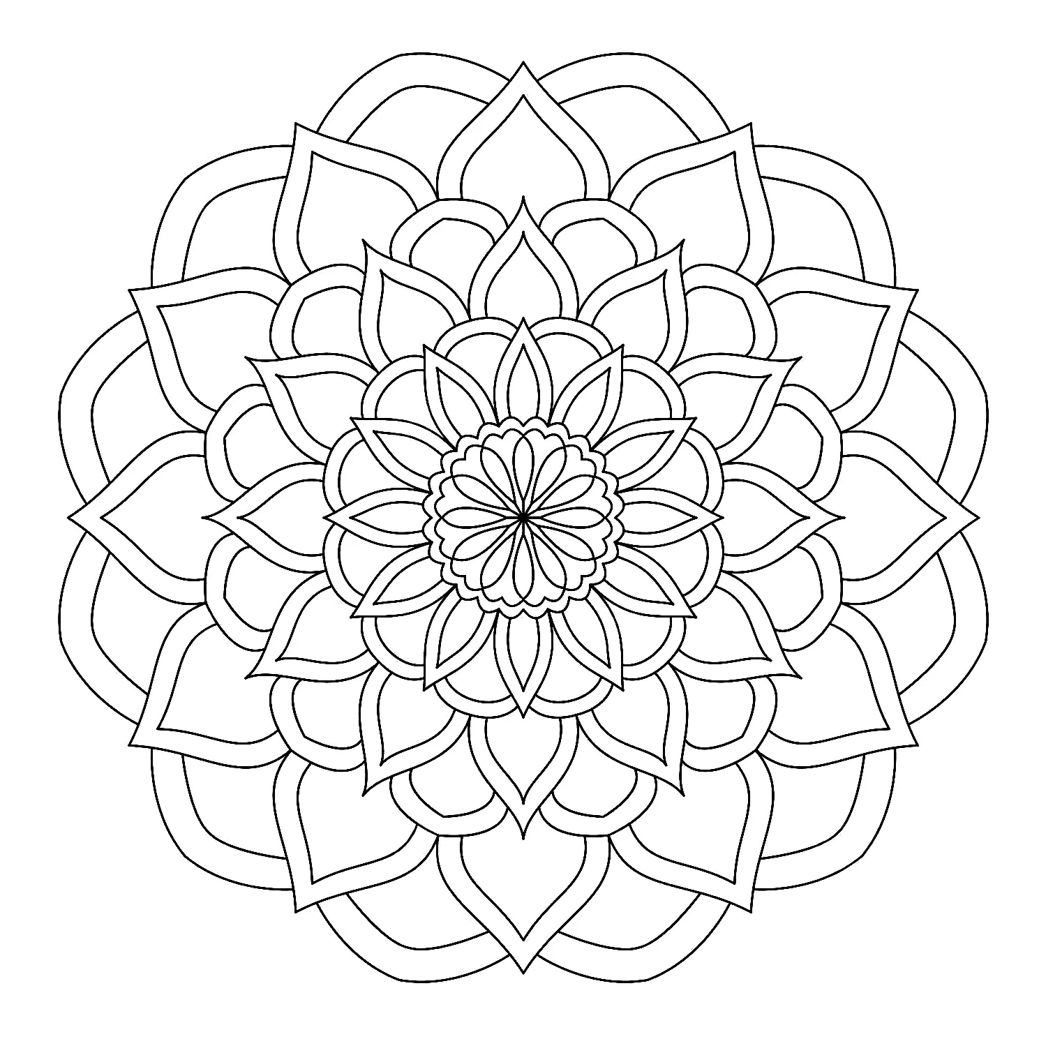 Mandala abstrata simples com linhas finas (Página para colorir e imprimir para adultos)