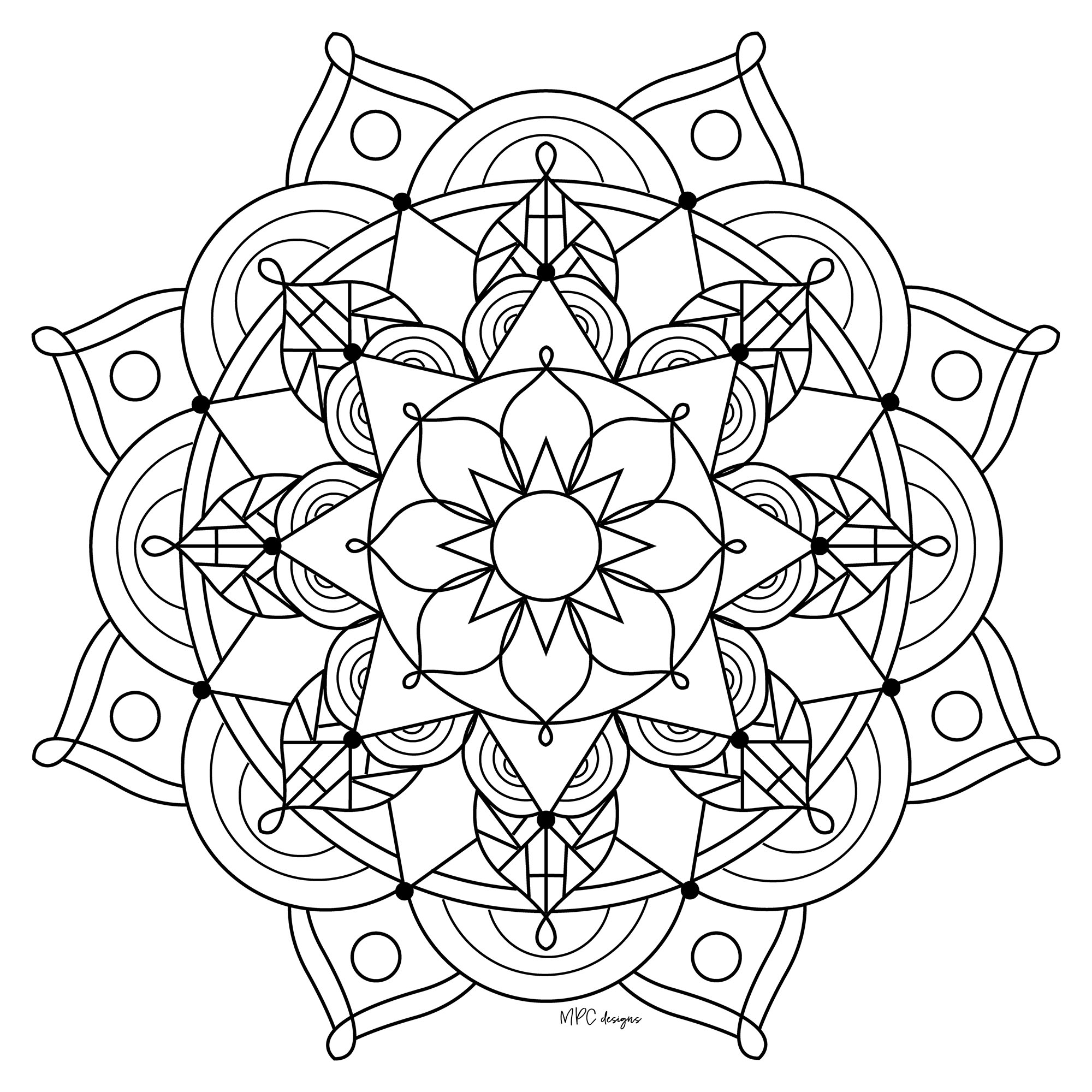 Desenhos fáceis gratuitos para colorir de Mandalas, Artista : MPC Design