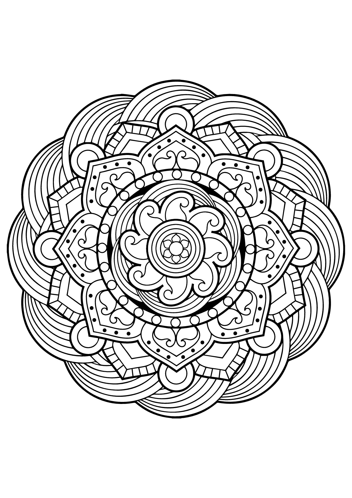 Mandala hipnotizante do Livro de colorir grátis para adultos