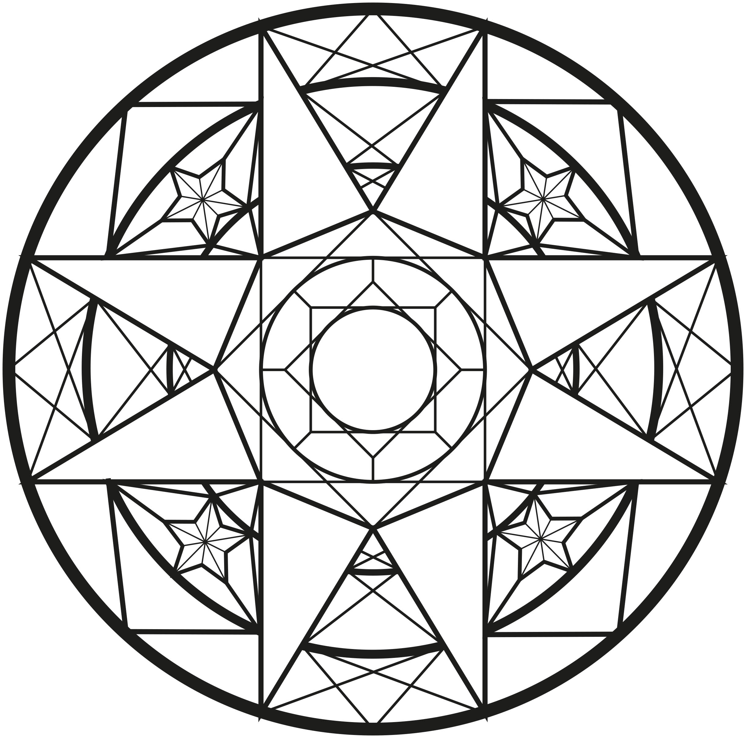 Colorir esta Mandala de base geométrica e diamante e todos os seus pormenores, Artista : Allan