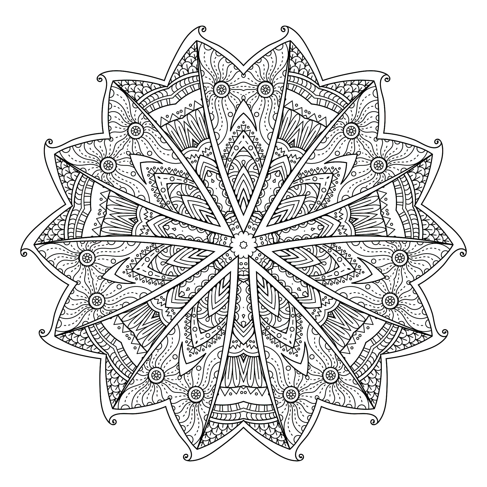 Desenho de mandala de ioga, adulto de página para colorir ou