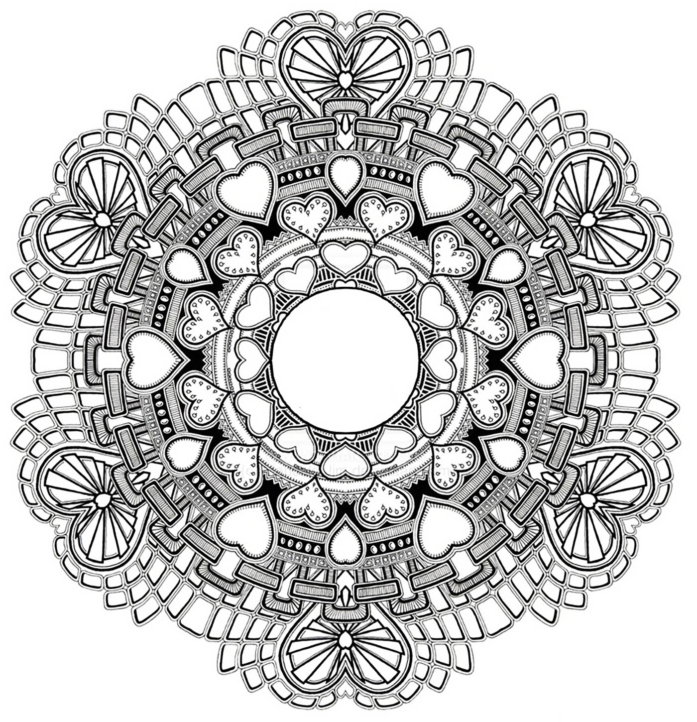 Mandala para descarregar em pdf - 3 - Imagem com :Coração