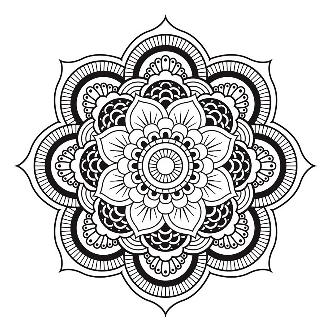 Desenho de Mandala de flor simples para Colorir - Colorir.com