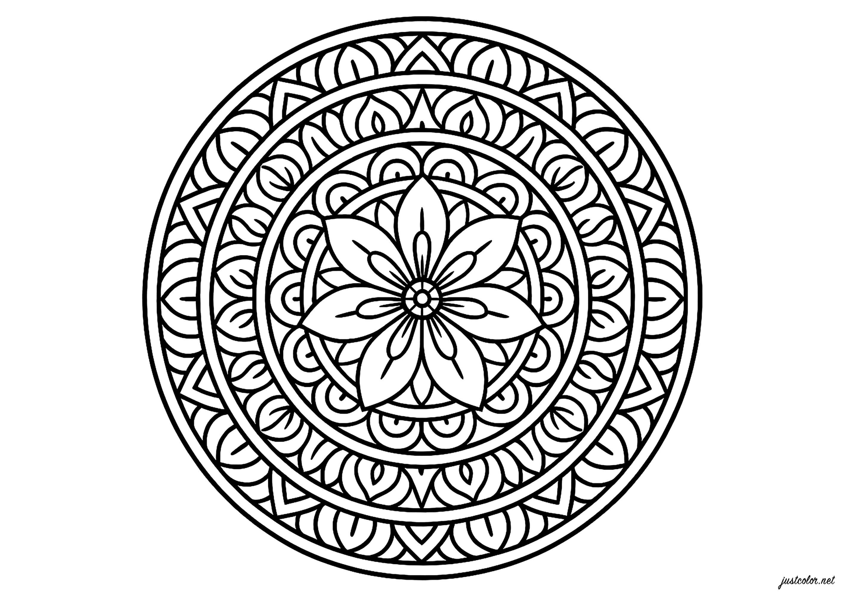 Flor Enigmática (Página de Mandalas para colorir e imprimir para adultos)