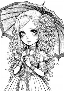 Rapariga desenhada em estilo Manga / Animado