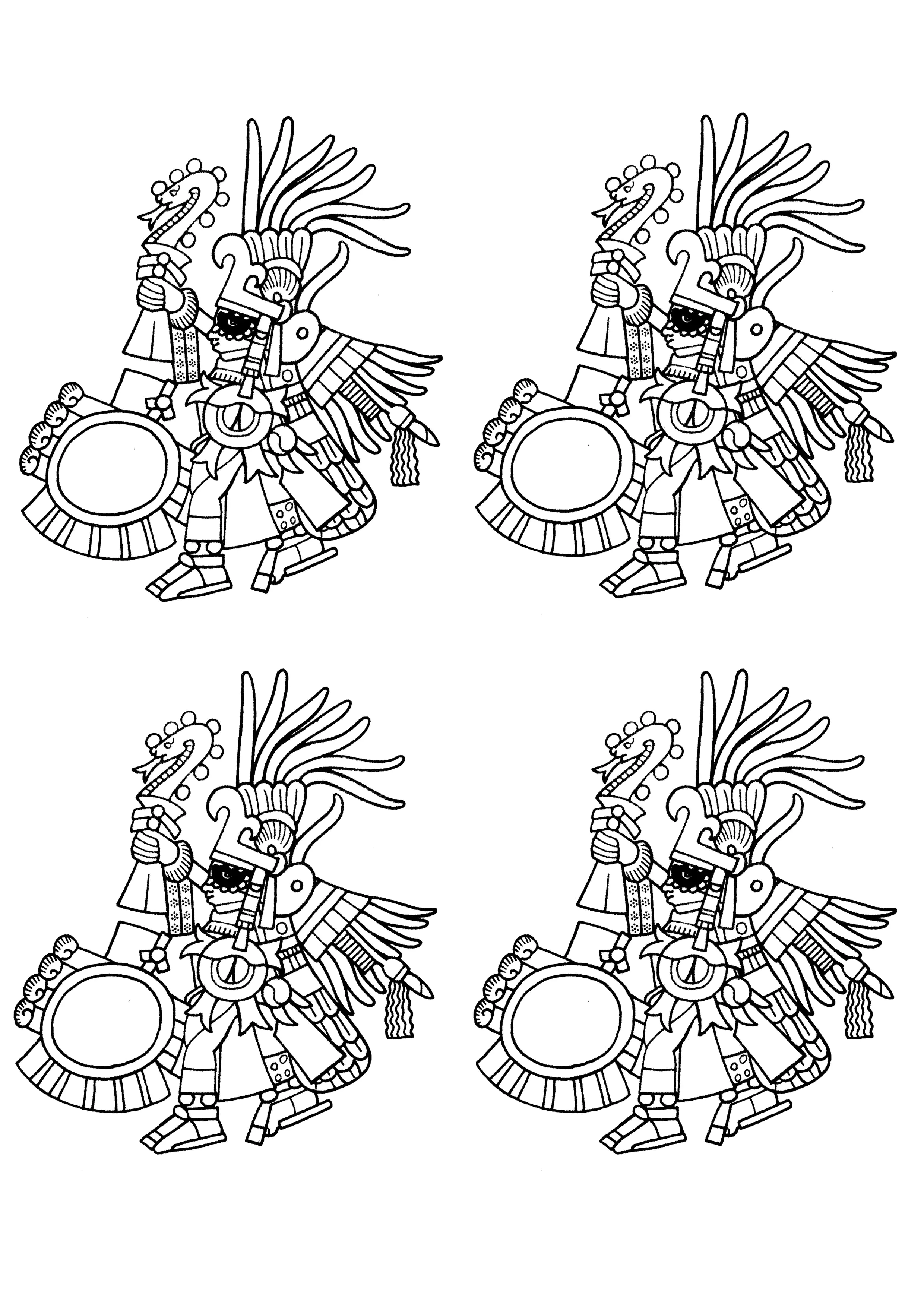 Desenhos simples para colorir de Maias, astecas e incas para imprimir e colorir