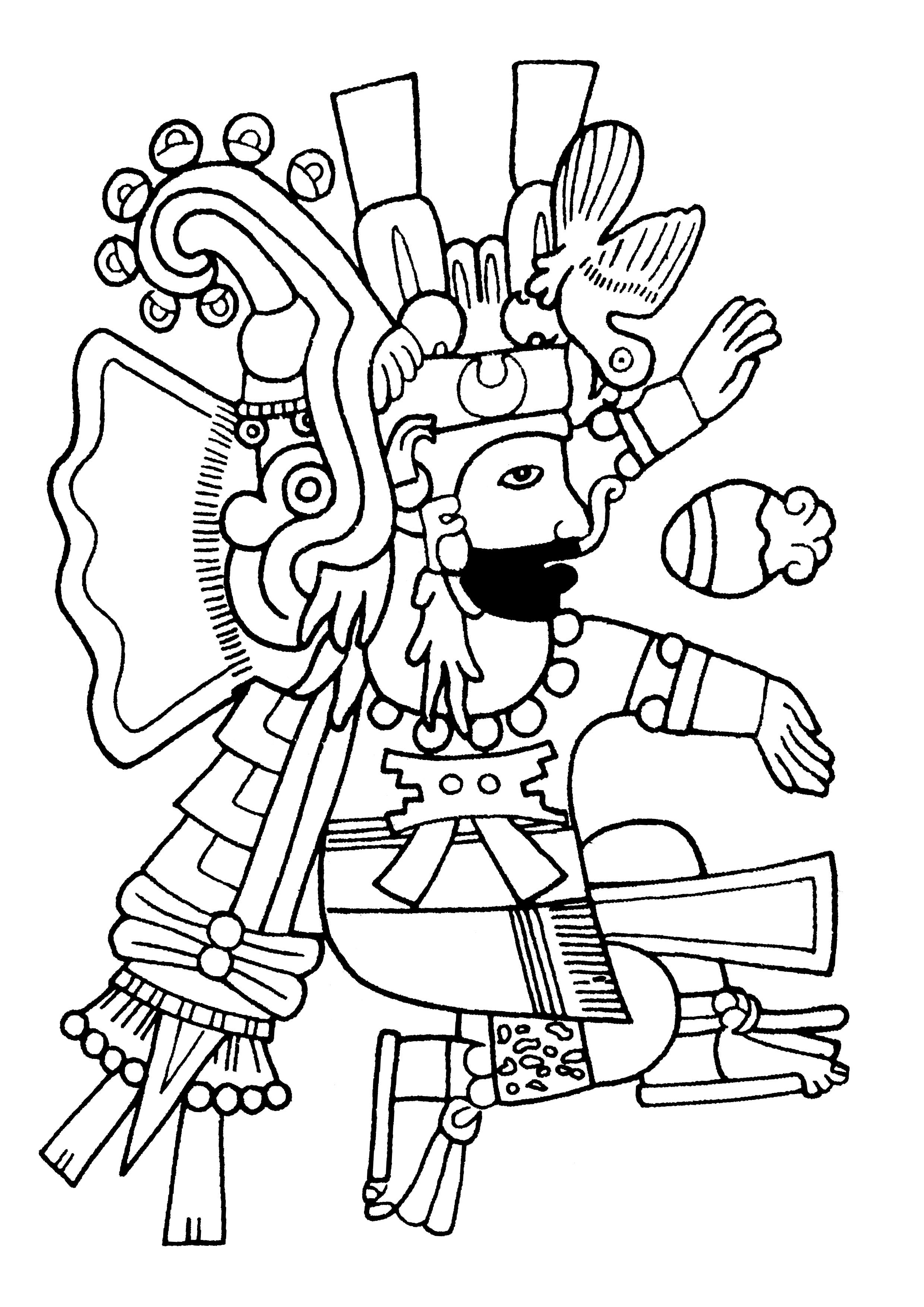 Desenhos simples grátis para colorir de Maias, astecas e incas