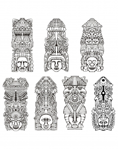 Desenhos para colorir de Maias, astecas e incas para baixar