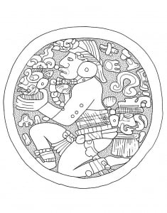 Placa maia de alargamento da orelha (Página de Maias, astecas e incas para colorir)
