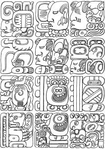 Glifos maias (Página de Maias, astecas e incas para colorir)