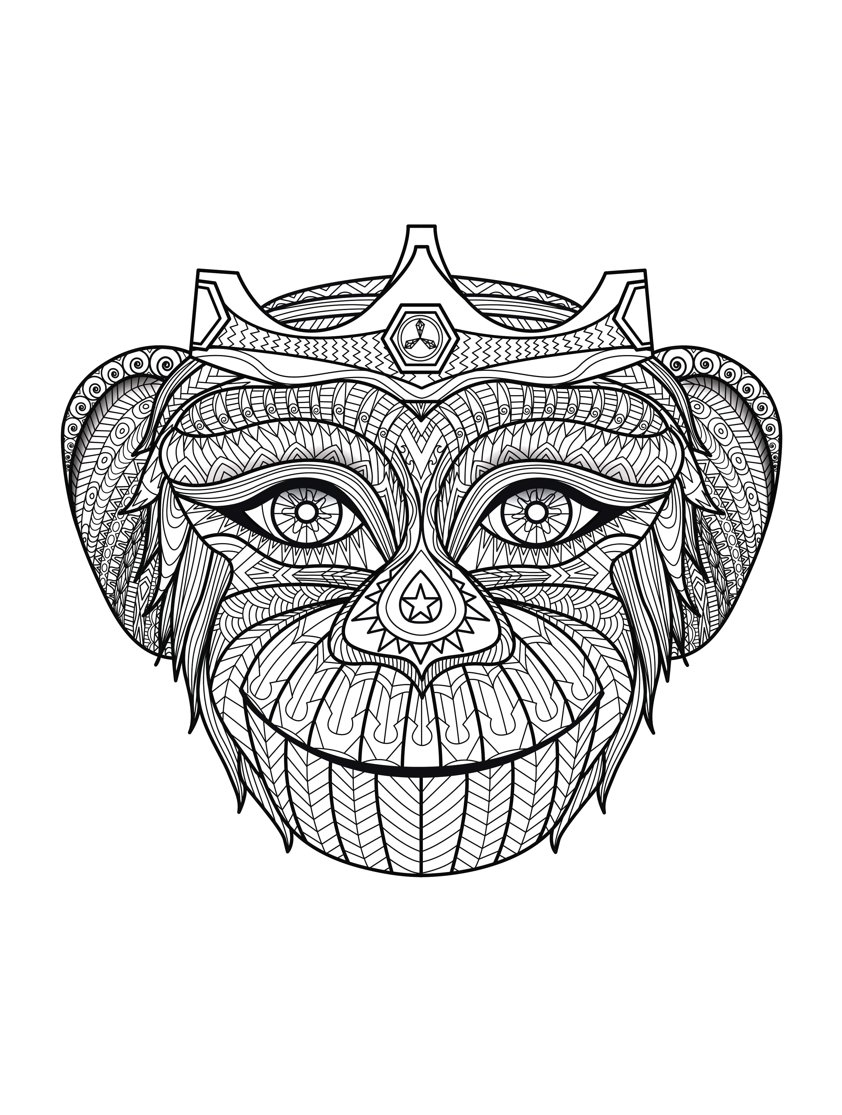 Desenhos para colorir para crianças de Macacos para imprimir, Artista : Bimdeedee   Fonte : 123rf