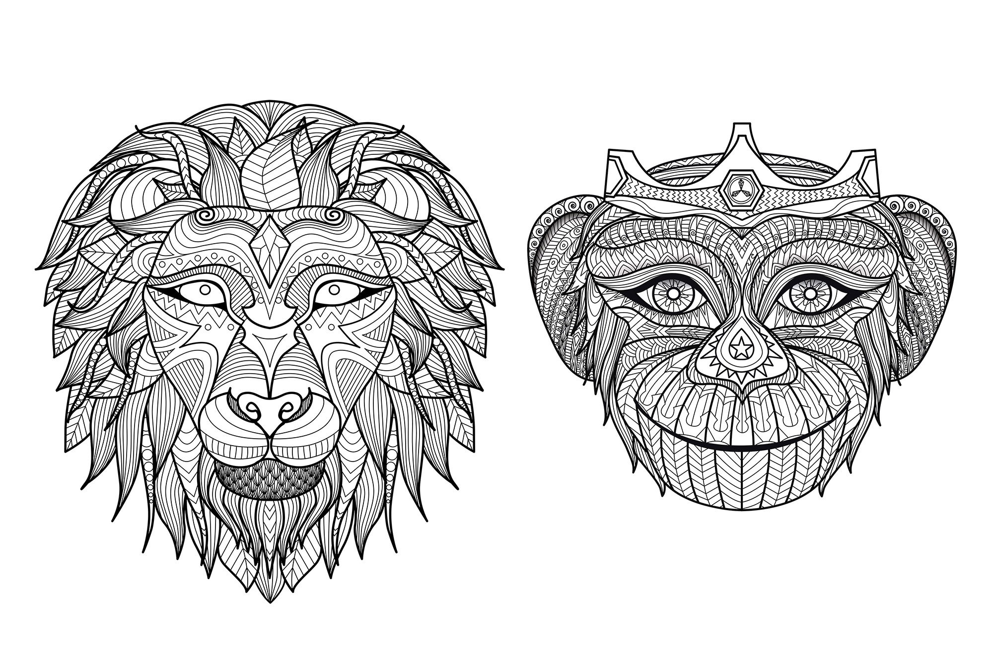 Desenhos para colorir de Macacos para baixar, Artista : Bimdeedee   Fonte : 123rf