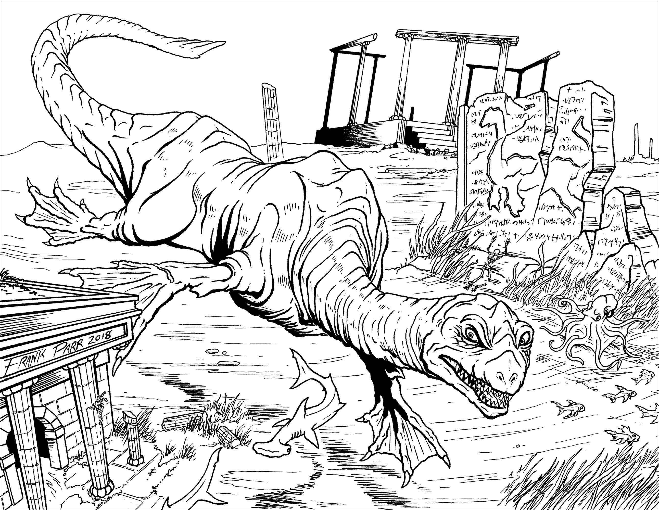 Luta de dinossauros - Dinossauros - Coloring Pages for Adults