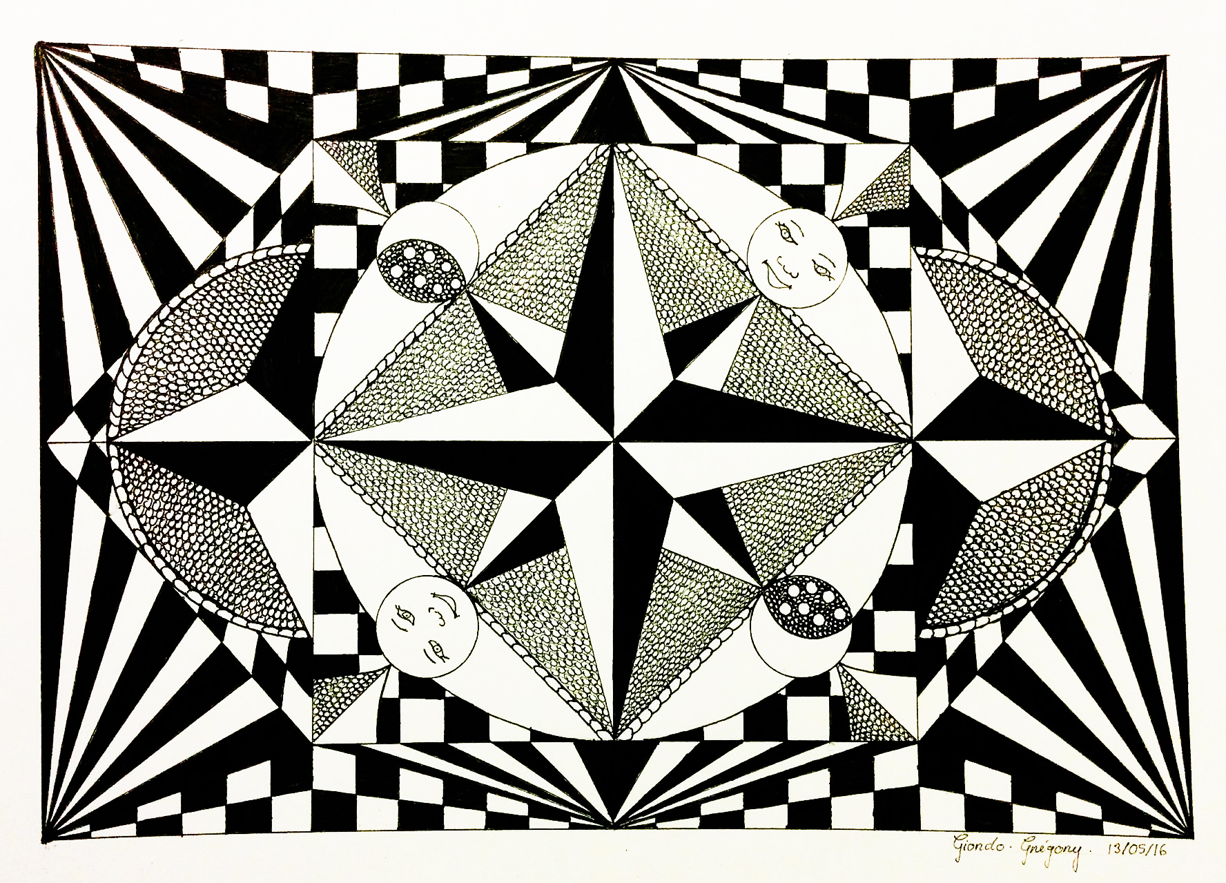 Desenhos grátis para colorir de Op Art para imprimir e colorir, para crianças, Artista : Greg Giordo