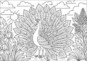 Majestade do Pavão (Página de Pavões para colorir)