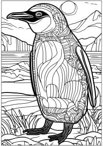 Páginas de Pinguins para colorir e imprimir para adultos