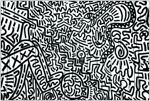 Coloração criada a partir de um quadro de Keith Haring
