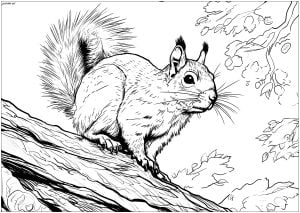 Página de Esquilos e marmotas para colorir e imprimir para adultos : Esquilo bonito e realista