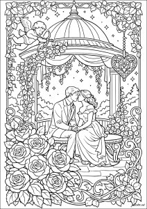 Amor romântico num jardim encantado, inspirado por O Fantasma da Ópera.