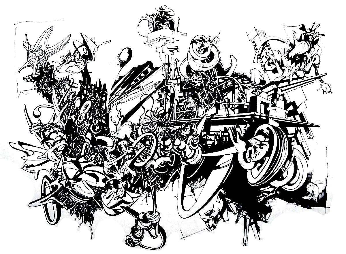 Graffitis estranhos (Página de Graffiti / arte de rua para colorir e imprimir para adultos)