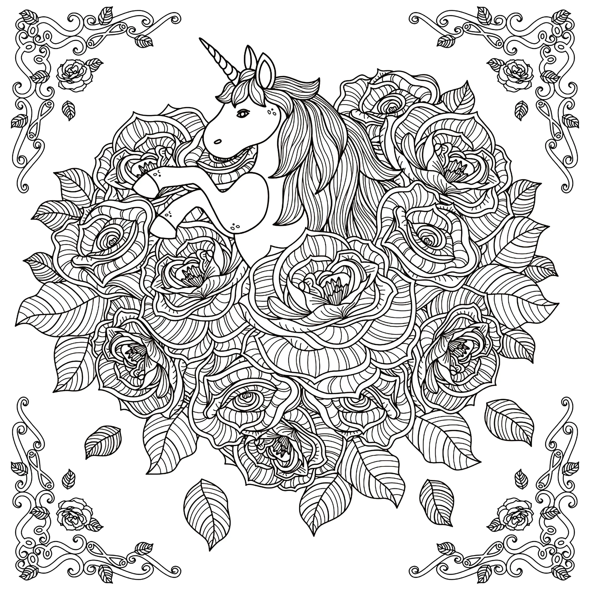 Desenhos para colorir gratuitos de Unicórnios para baixar