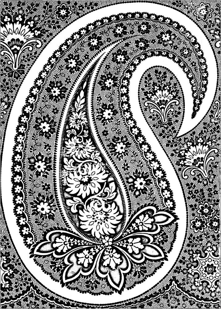 Papel de parede escocês do final do século XIX. Este motivo é inspirado nos padrões Paisley.Originário do Irão e mais tarde utilizado na antiga Pérsia e na Índia, com as suas mensagens ocultas e simbolismo misterioso, este motivo icónico foi amplamente utilizado na moda do século XIX.
