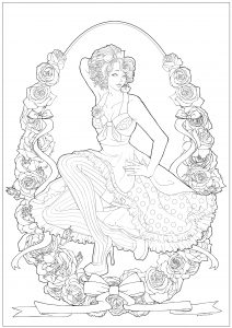 Página Vintage para colorir e imprimir para adultos : Pin up