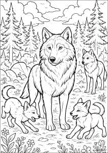 O Pacote Majestoso (Página de Lobos para colorir)