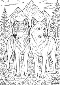 Dupla do Lobo Selvagem (Página para colorir)
