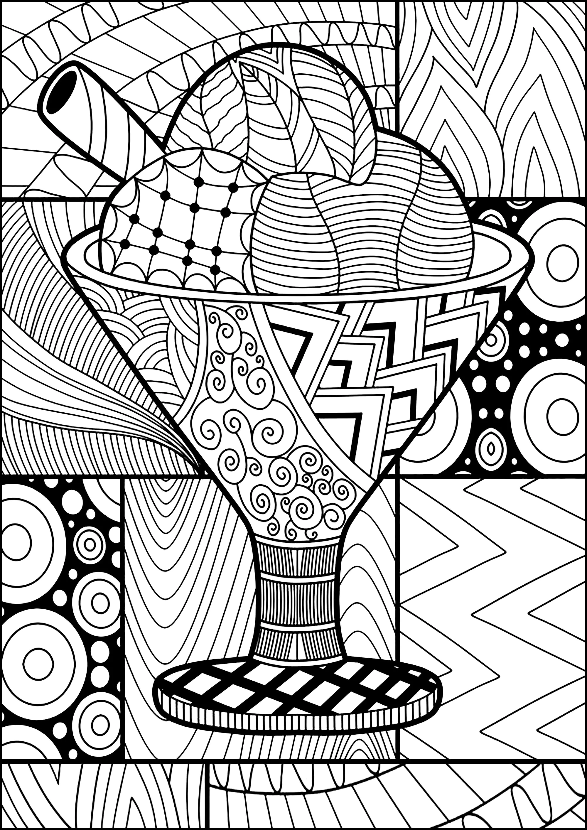 Um bonito par de gelo (Página de Zentangle para colorir e imprimir para adultos)