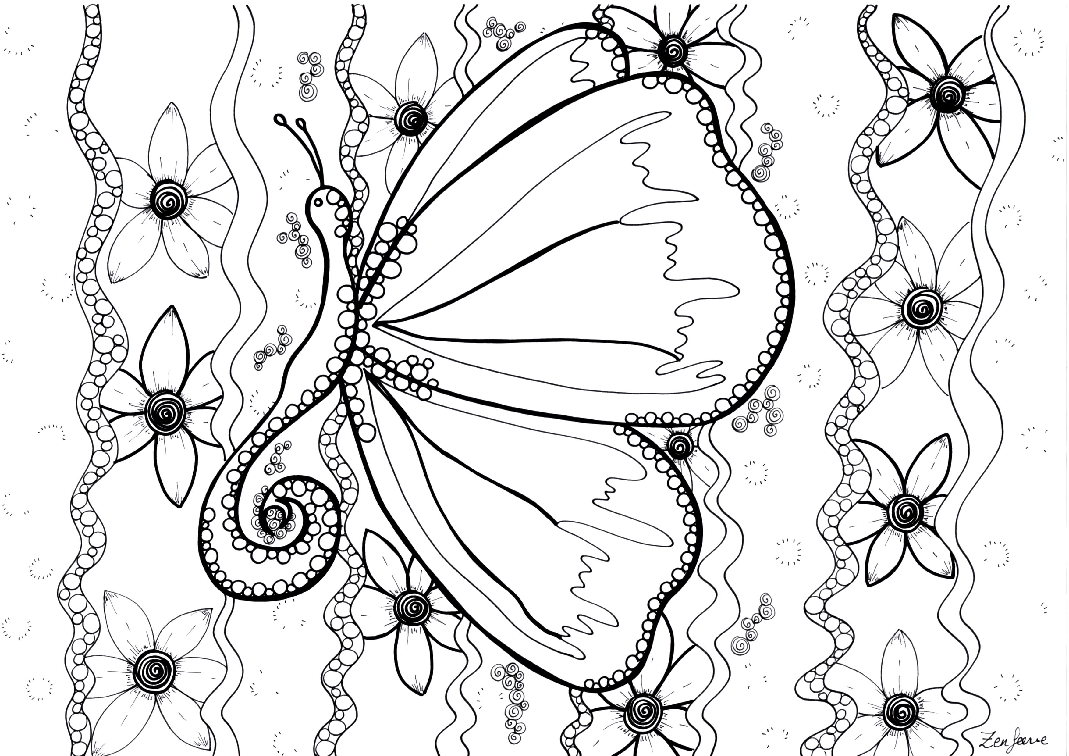Desenhos simples grátis para colorir de Zentangle, Artista : Zen Féérie