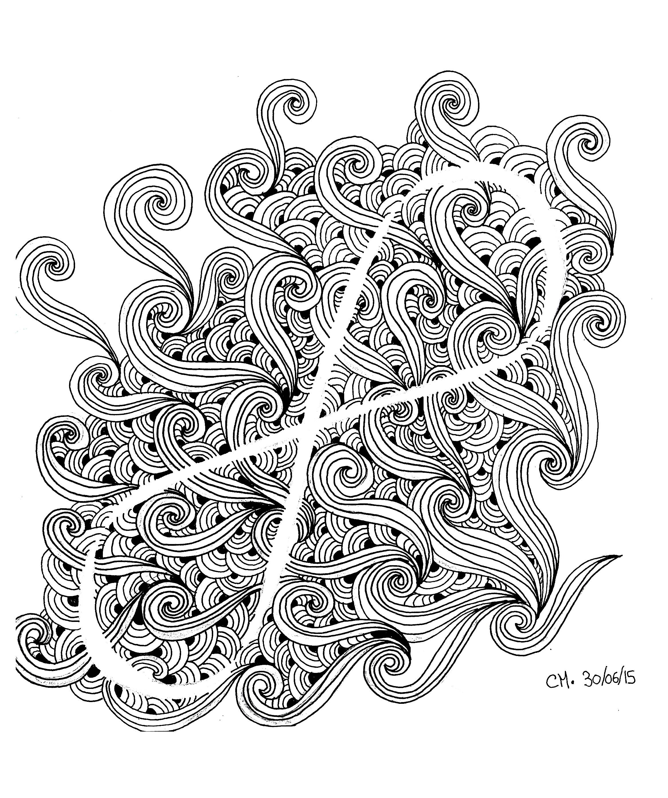 'Doodle infini', coloração original estilo Zentangle, Artista : Cathy M
