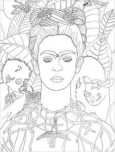páginas para colorir imprimíveis : Frida Kahlo