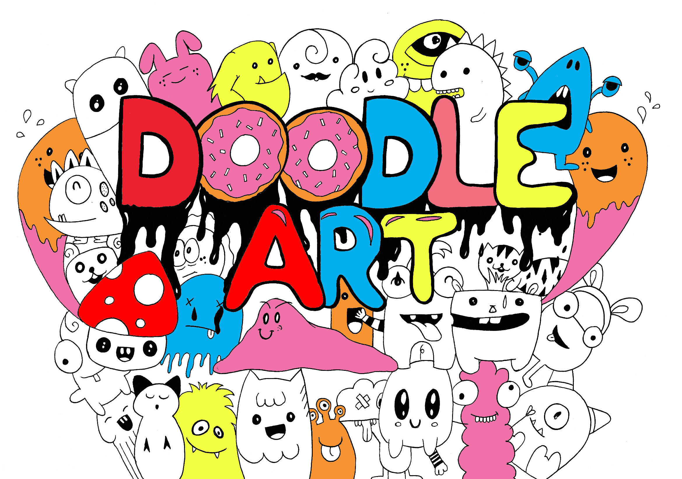 Image of doodle art mudah happy birthday