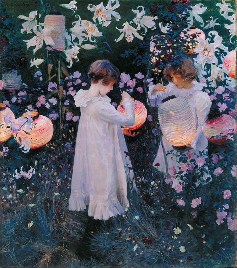康乃馨、百合、玫瑰 (1886), 约翰·辛格·萨金特 (1856,1925)